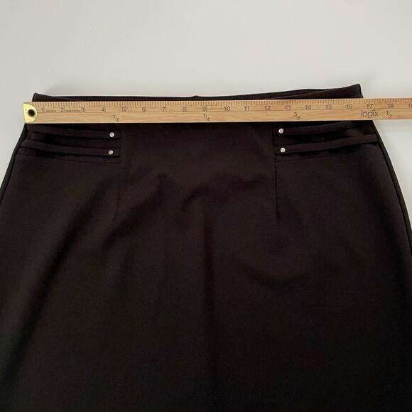 NYCC Size L Black Pencil Skirt Pull On Stretch Polyester/Spandex Blend - Picture 5 of 6